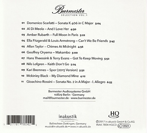  CD  In-Akustik Various - Burmester Selection Vol. 1      