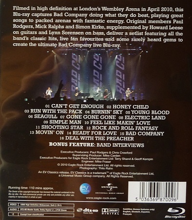  Blu Ray Bad Company - Live At Wembley         
