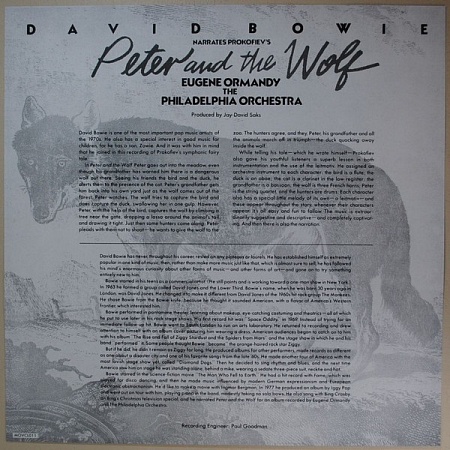    David Bowie Narrates Prokofiev, Eugene Ormandy, The Philadelphia Orchestra, Britten - Peter And The Wolf / Young Person's Guide To The Orchestra (LP)         