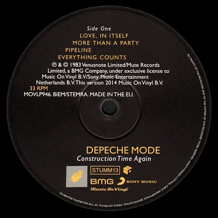 картинка Пластинка виниловая Depeche Mode - Construction Time Again (LP) магазин являющийся официальным дистрибьютором в России