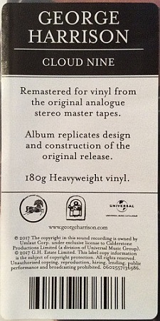 картинка Пластинка виниловая George Harrison - Cloud Nine (LP) магазин являющийся официальным дистрибьютором в России
