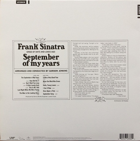 картинка Пластинка виниловая Frank Sinatra - September Of My Years (LP) магазин являющийся официальным дистрибьютором в России