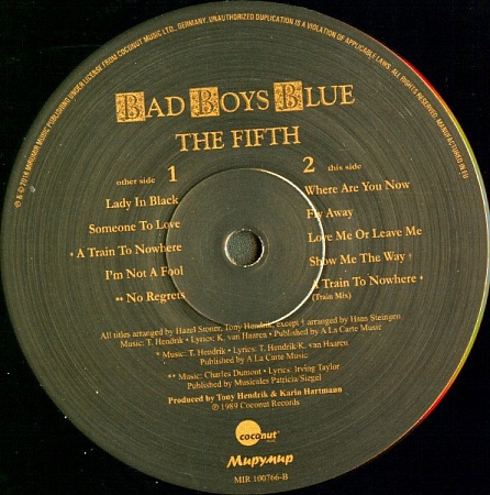 картинка Пластинка виниловая Bad Boys Blue - The Fifth (LP) магазин являющийся официальным дистрибьютором в России