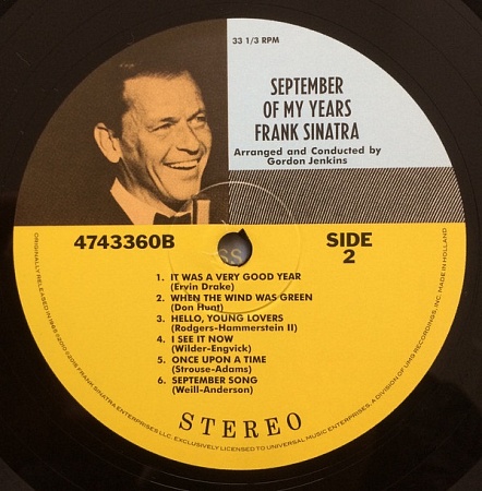 картинка Пластинка виниловая Frank Sinatra - September Of My Years (LP) магазин являющийся официальным дистрибьютором в России