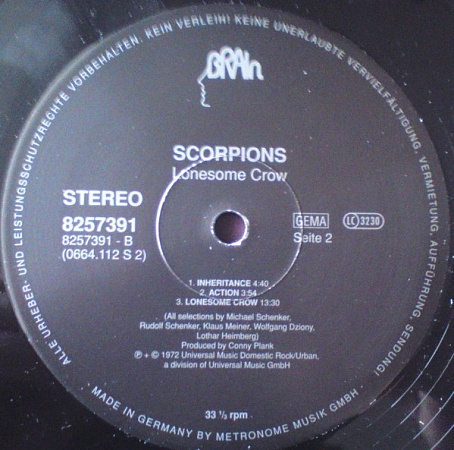 картинка Пластинка виниловая Scorpions - Lonesome Crow (LP) магазин являющийся официальным дистрибьютором в России