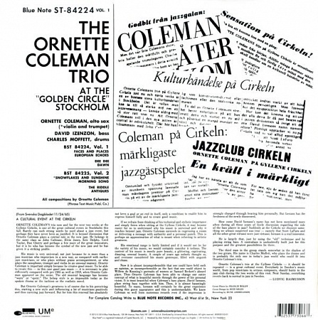 картинка Пластинка виниловая  The Ornette Coleman Trio ‎– At The "Golden Circle" Stockholm - Volume One (LP) магазин являющийся официальным дистрибьютором в России